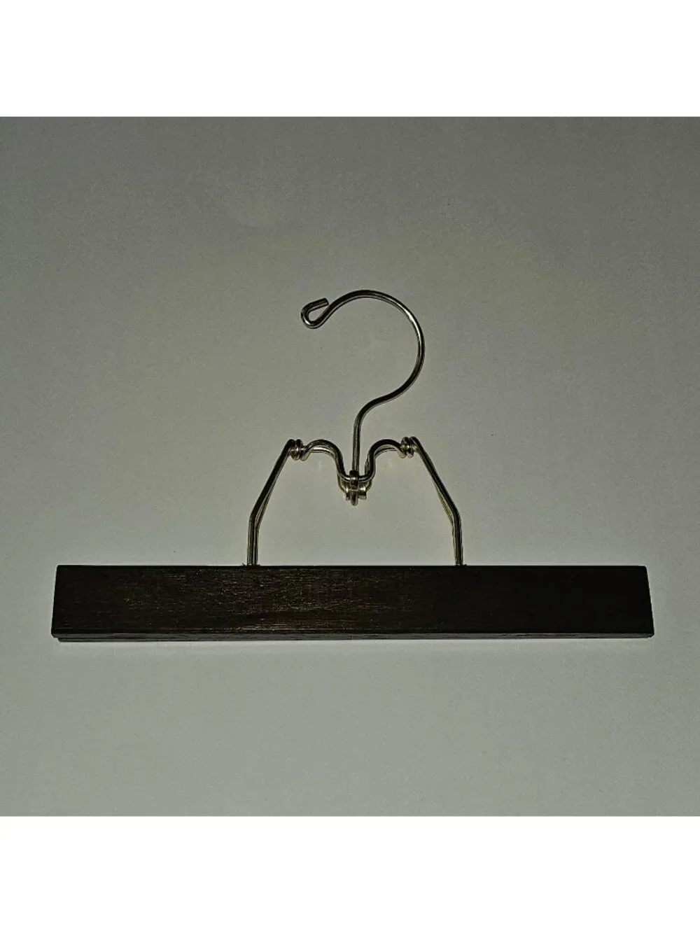 Dark Brown Wooden Clamp Hanger Gold Tone Hook 10